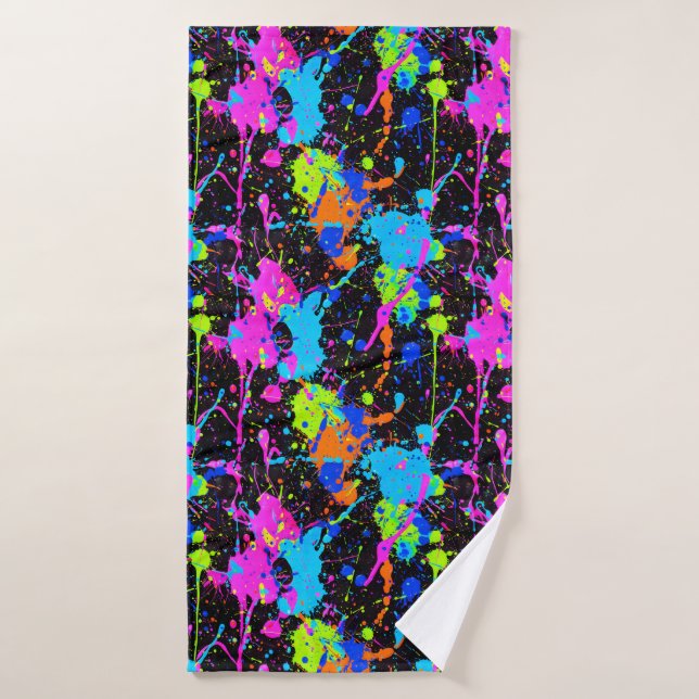Motif Coloré Néon (Serviette de bain)