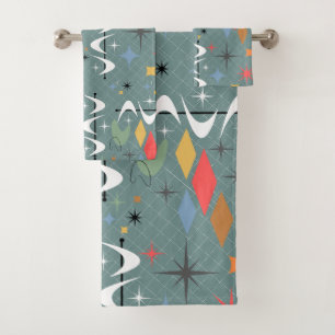 Motif contemporain atomique emblématique bleu abst