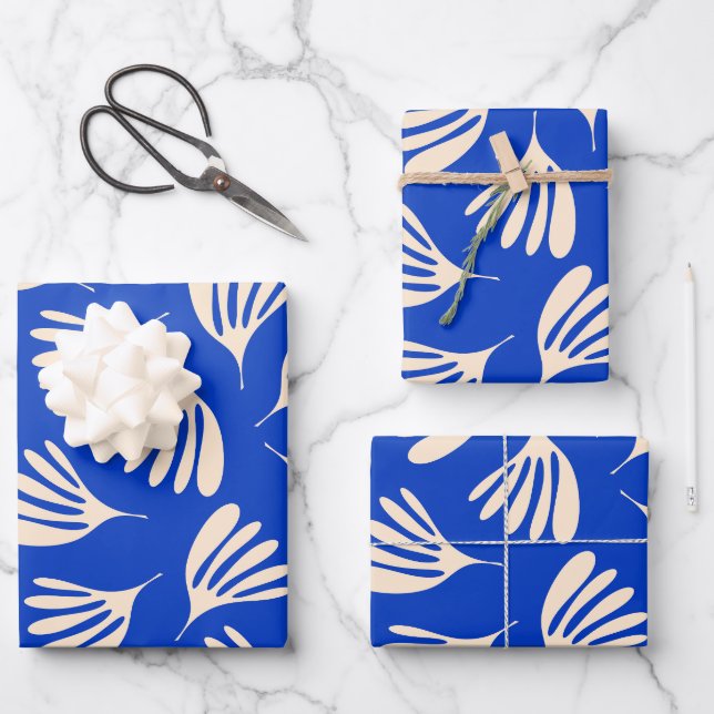 Motif contemporain Feuille curieux en bleu clair (Recto)