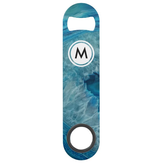 Motif Cool Blue Agate avec monogramme (Devant)