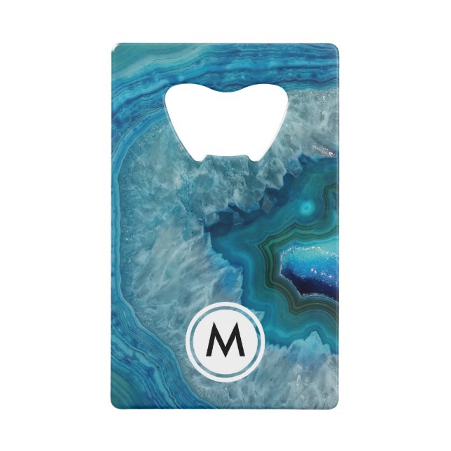 Motif Cool Blue Agate avec monogramme (Devant)