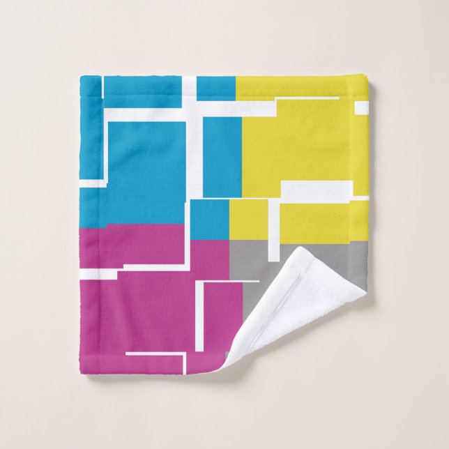 Motif cool violet bleu jaune gris (Gant de toilette)