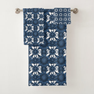 Motif côtier de bleu d'indigo et blanc d'étoiles