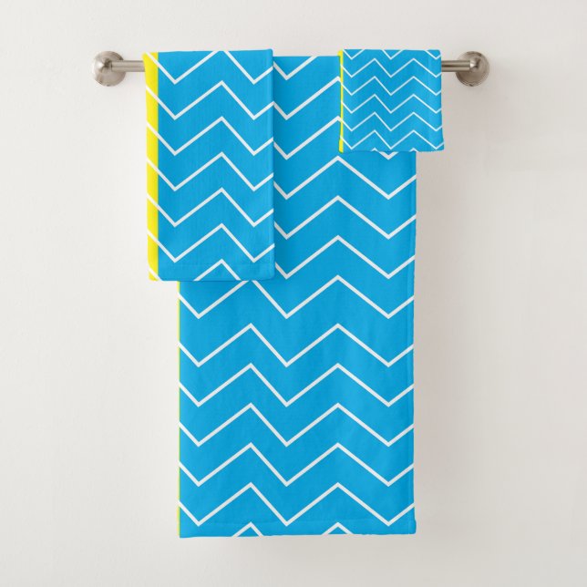 Motif couleur bleu jaune blanc Chevron (En situation)