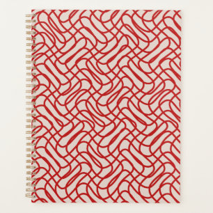 Motif Crème Et Ligne Abstraite Rouge