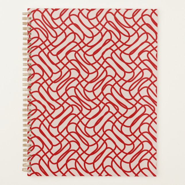 Motif Crème Et Ligne Abstraite Rouge (Devant)