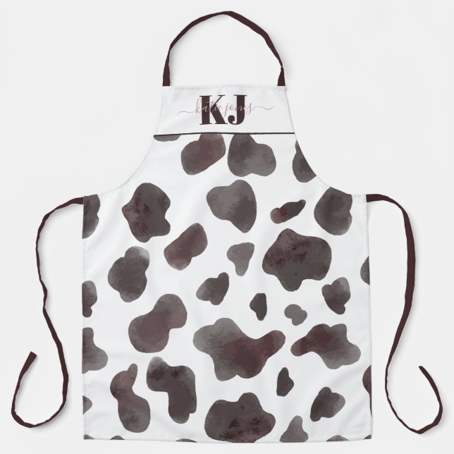 Motif cuir de vache mignon | Tablier monogramme (Recto)