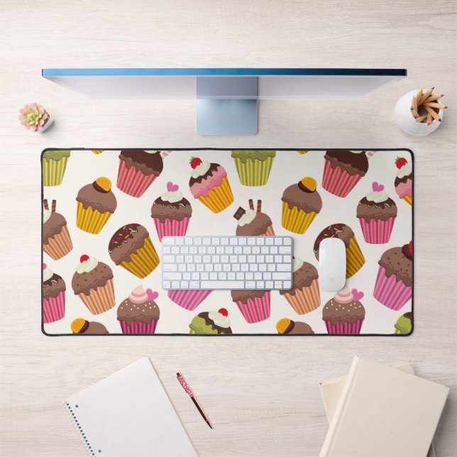 Motif Cupcake, Motif Muffin, Chocolat, Cœurs (Bureau 1)