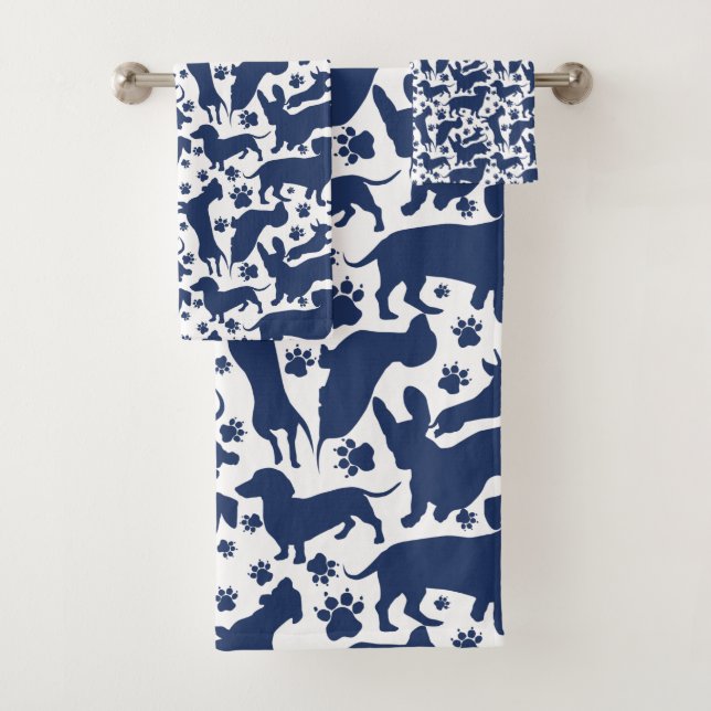 Motif Dachshund Bleu Jeter Tapisserie (En situation)