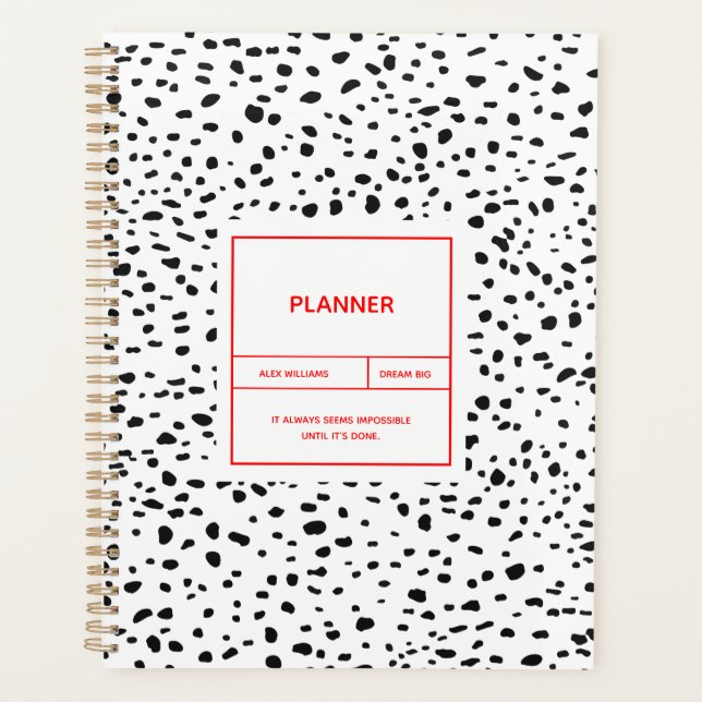 Motif dalmate Noir et Blanc planificateur (Devant)