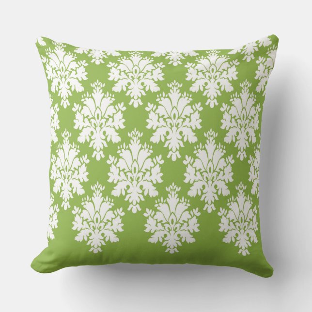 Motif Damas moderne Coussin vert 3 - CH9 (Recto)