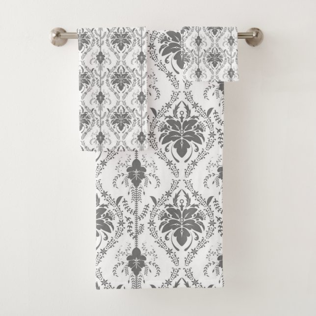 Motif Damask blanc et gris (En situation)