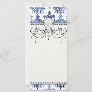 motif damassé blanc et bleu royal