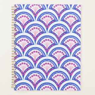 motif damassé floral bleu