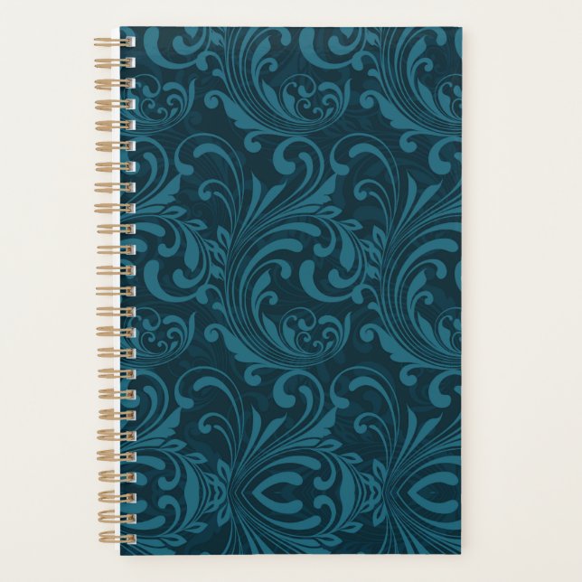 Motif damassé floral sarcelle foncé (Devant)