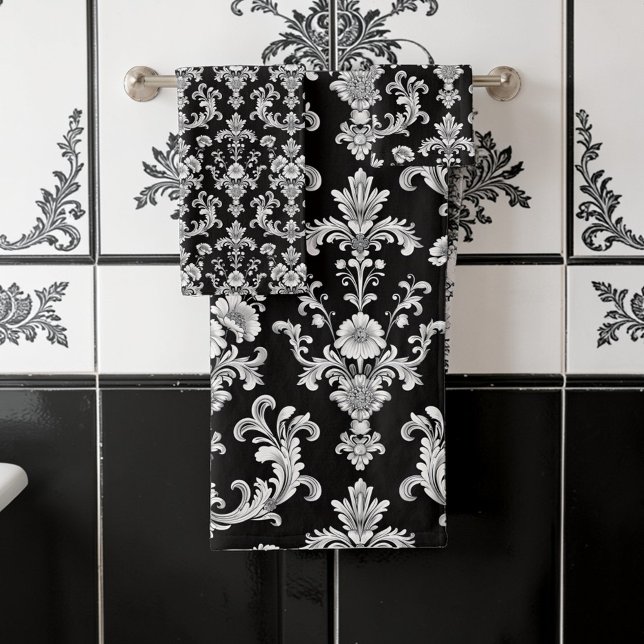 Motif damassé noir et blanc victorien (Créateur téléchargé)