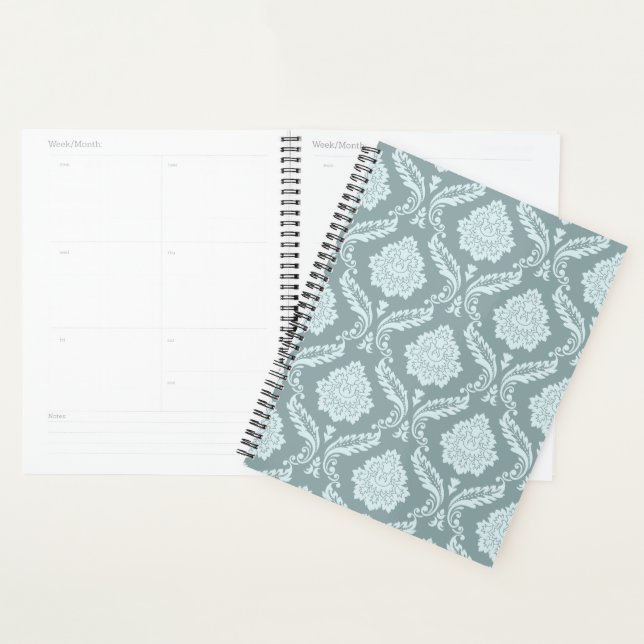 Motif damassé rococo canard œuf bleu+sarcelle (Devant avec enveloppe)
