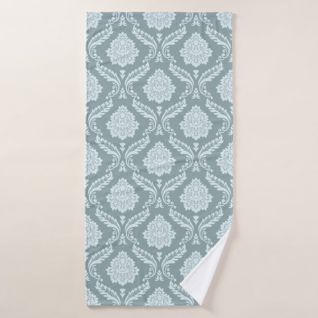 Motif damassé rococo œuf de canard bleu+sarcelle (Serviette de bain)