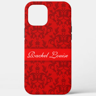 Motif damassé rouge coque iphone personnalisé