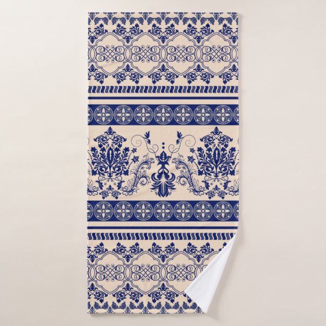 Motif damassé sans couture, papier peint classique (Serviette de bain)