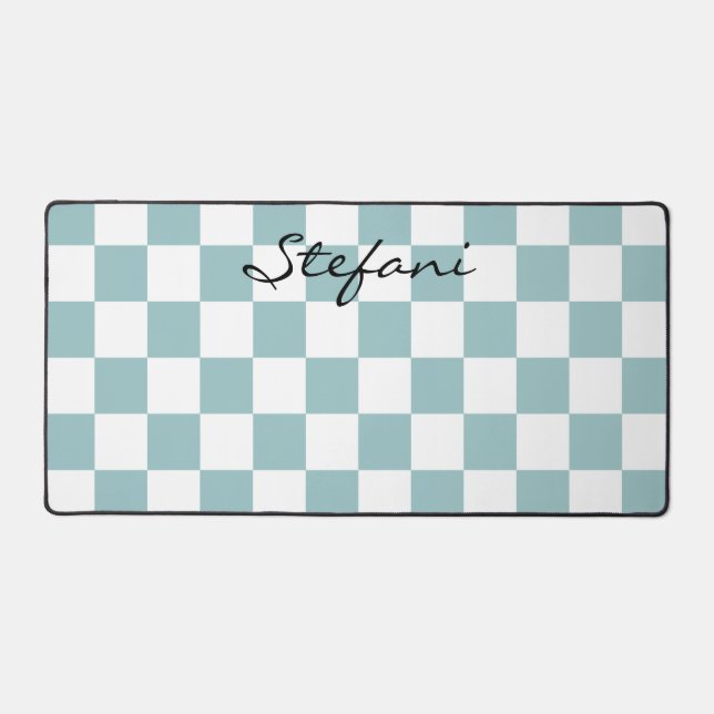 Motif Damier Turquoise Mignon Nom (Recto)