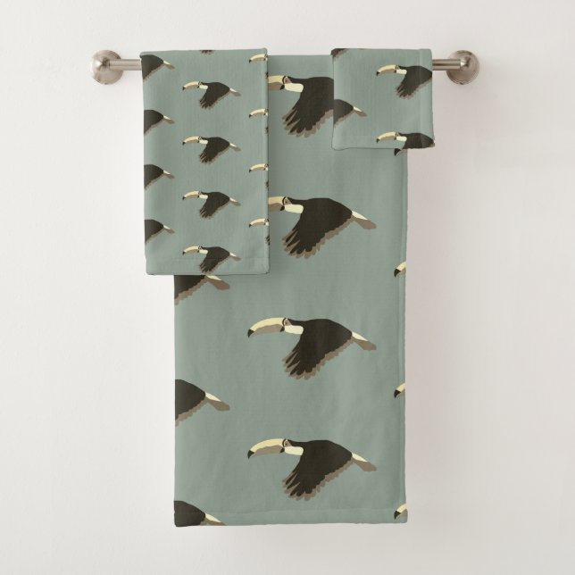 Motif d'animal exotique toucan vert sauge  (En situation)