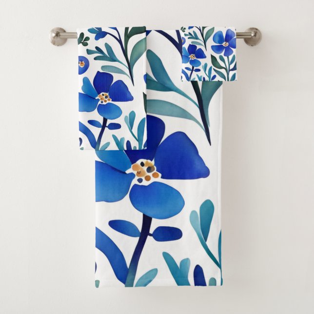 Motif d'aquarelle aux fleurs bleues (En situation)