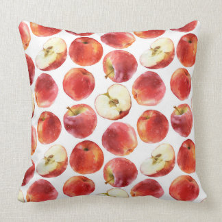 Motif d'aquarelle avec le coussin rouge de pommes