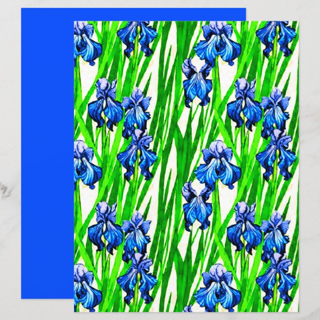 Motif d'aquarelle bleu Iris (Devant / Derrière)