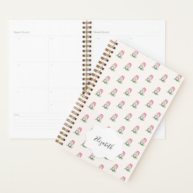 Motif d'aquarelle Cute Père Noël Owl (Devant avec enveloppe)