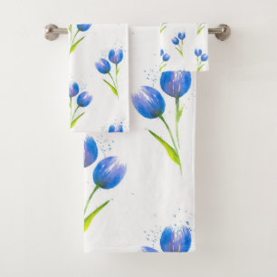 Motif d'aquarelle de tulipes bleues