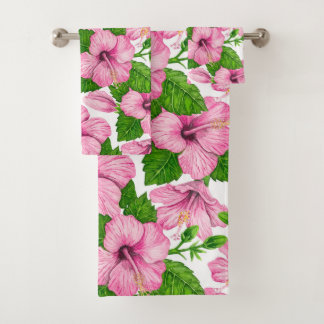 Motif d'aquarelle d'hibiscus rose