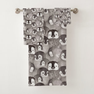 Motif d'aquarelle mignonne pour bébés pingouins