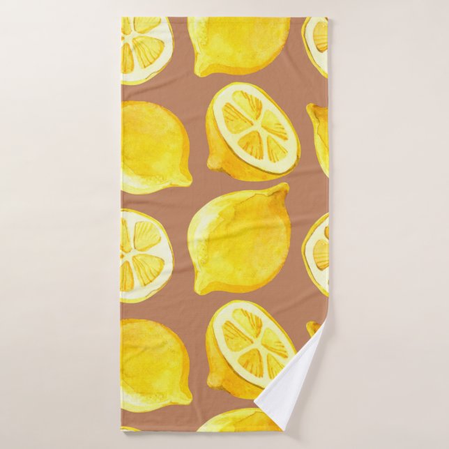 Motif d'aquarelle transparente avec citrons (Serviette de bain)