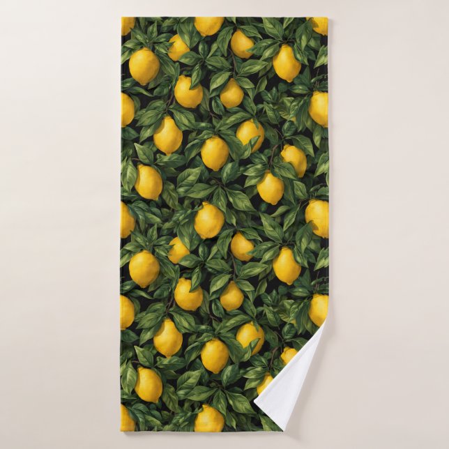 Motif d'arbre d'agrumes citron vibrant (Serviette de bain)