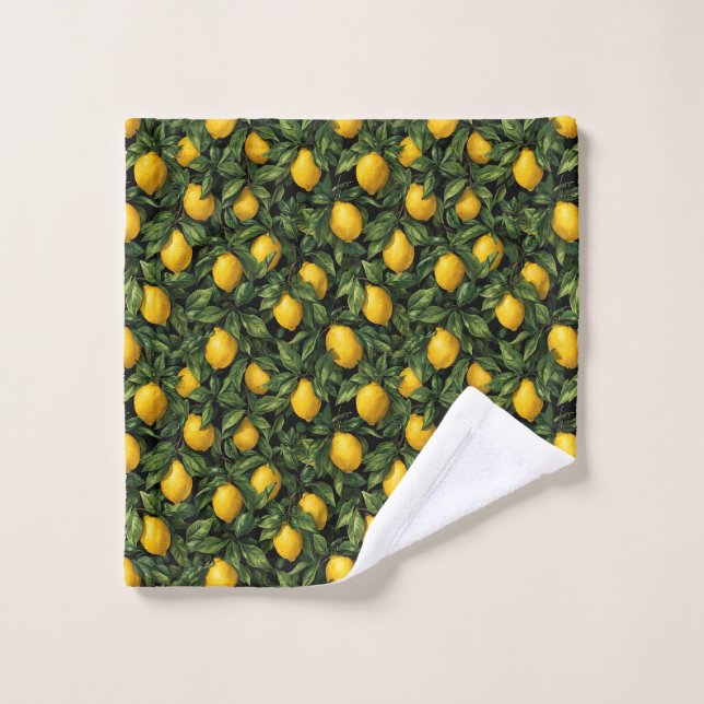 Motif d'arbre d'agrumes citron vibrant (Gant de toilette)