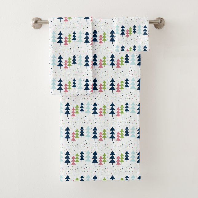 Motif d'arbre de Noël de la marine rose multicolor (En situation)