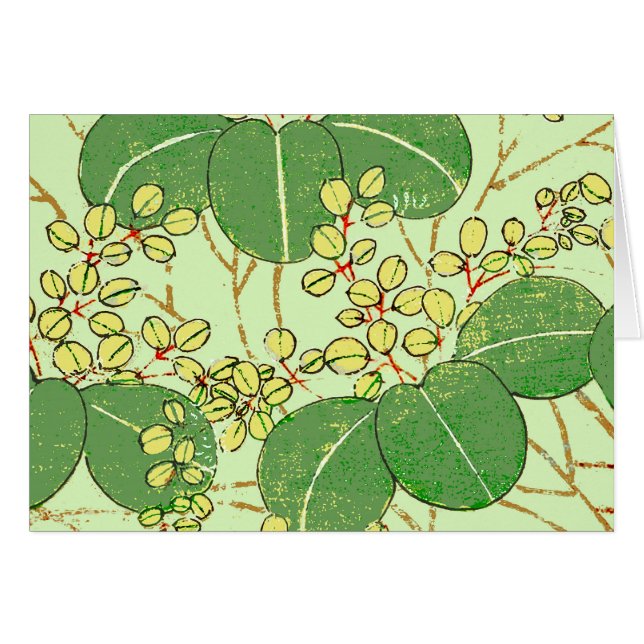 Motif d'art botanique floral de la feuille japonai (Devant horizontal)