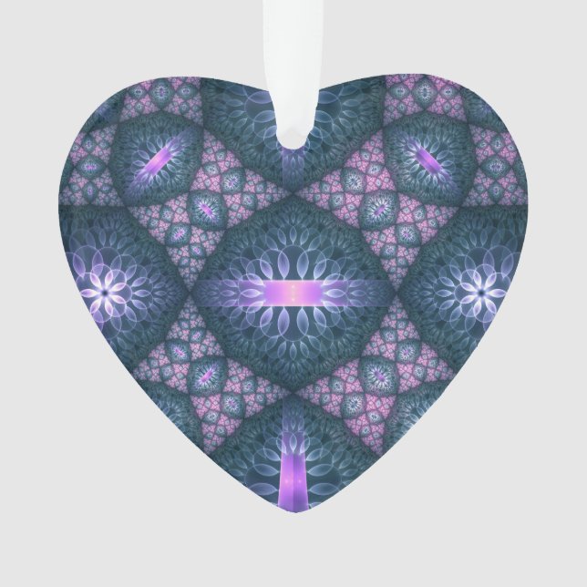 Motif d'art fractal 3D turquoise rose violet cœur (devant)