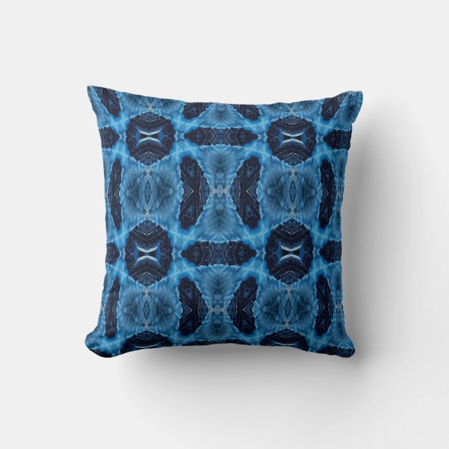 Motif d'art géométrique bleu foncé coussin (Recto)