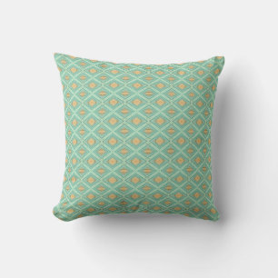 Motif d'art géométrique oreiller blé aquamarine