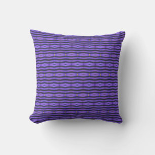 Motif d'art géométrique violet noir lignes coussin