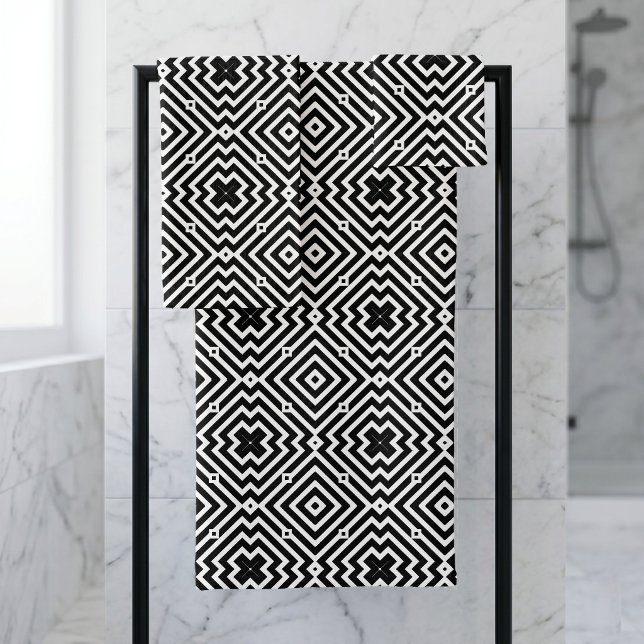 Motif d'art optique géométrique noir et blanc mode (Créateur téléchargé)