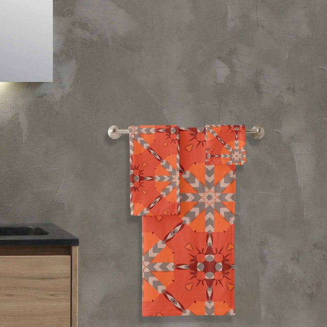 Motif d'art populaire de Bohème rouge orange gris (Créateur téléchargé)