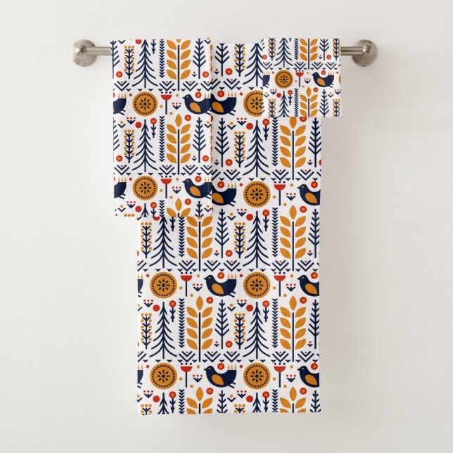 Motif d'art populaire d'oiseau d'automne (En situation)
