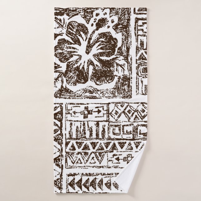 Motif d'art tropical autochtone hawaïen (Serviette de bain)