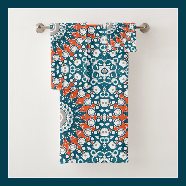 Motif de bain mandala corail sarcelle (Créateur téléchargé)