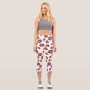 Motif de baisers à lèvres rouges Capri Leggings ha