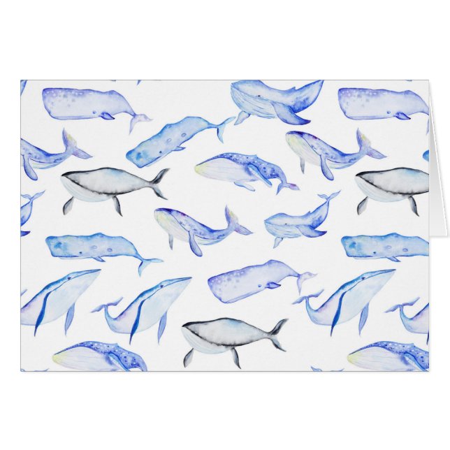 Motif de baleine bleue d'aquarelle (Devant horizontal)