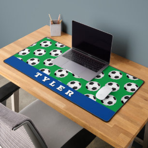 Motif de balle de football, Nom en gras, bleu/vert
